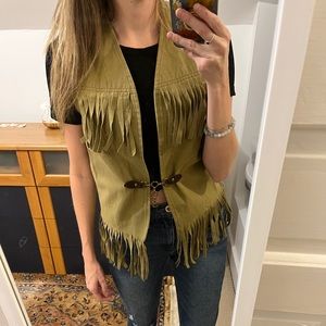 Vintage Northland Fringe Vest Womens Small with belt made in Canada